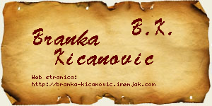 Branka Kićanović vizit kartica